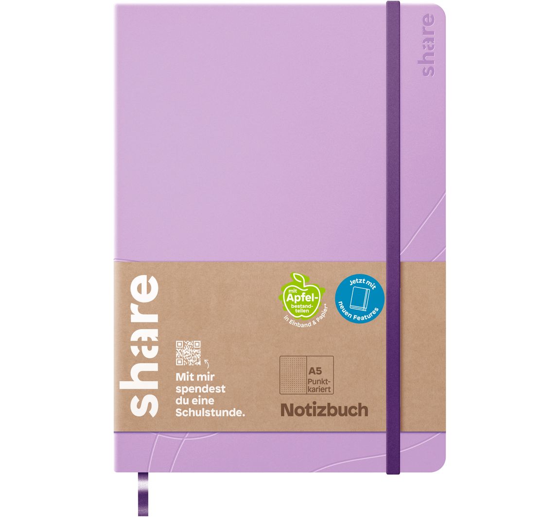 share Notitieboek A5, punt geruit - Lavender