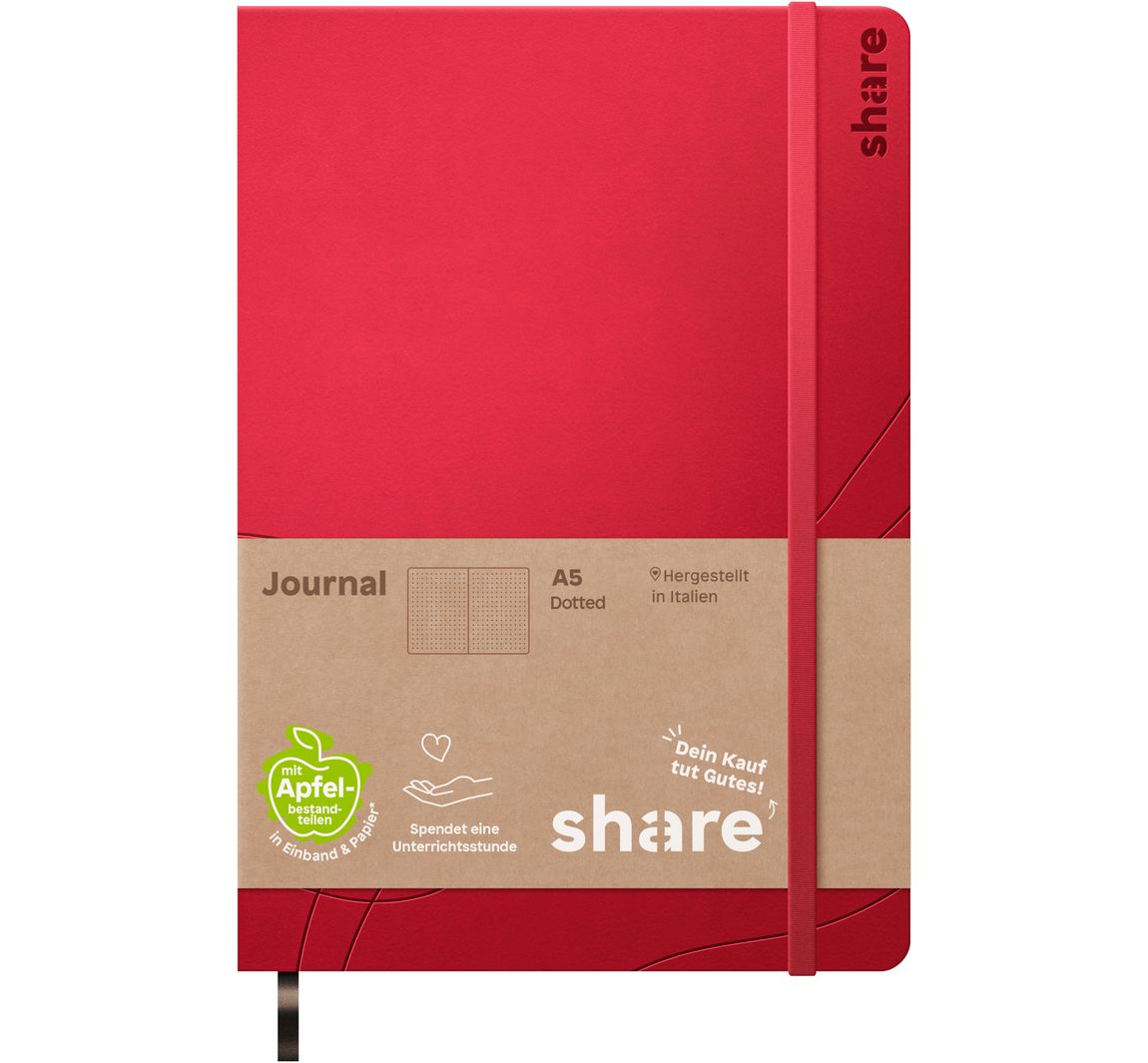 share Notitieboek A5, punt geruit - Rood