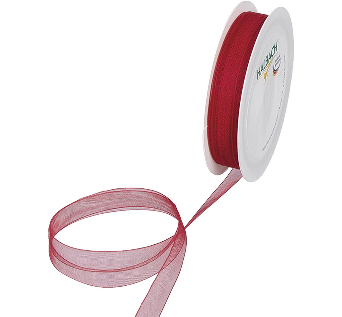Organza lint, 10 mm - Wijnrood
