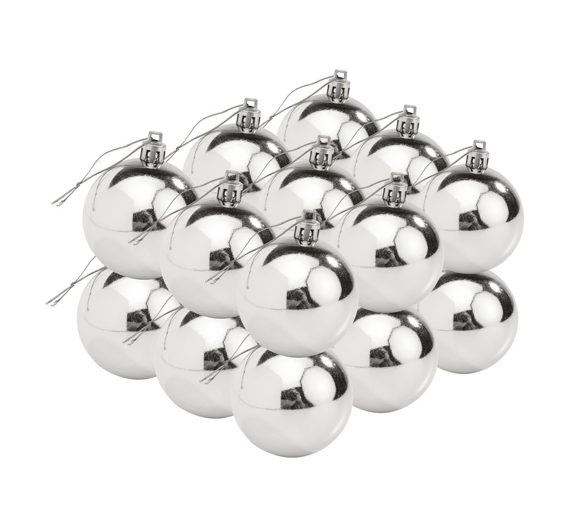 Kerstballen van kunststof, 18 stuks - Zilver