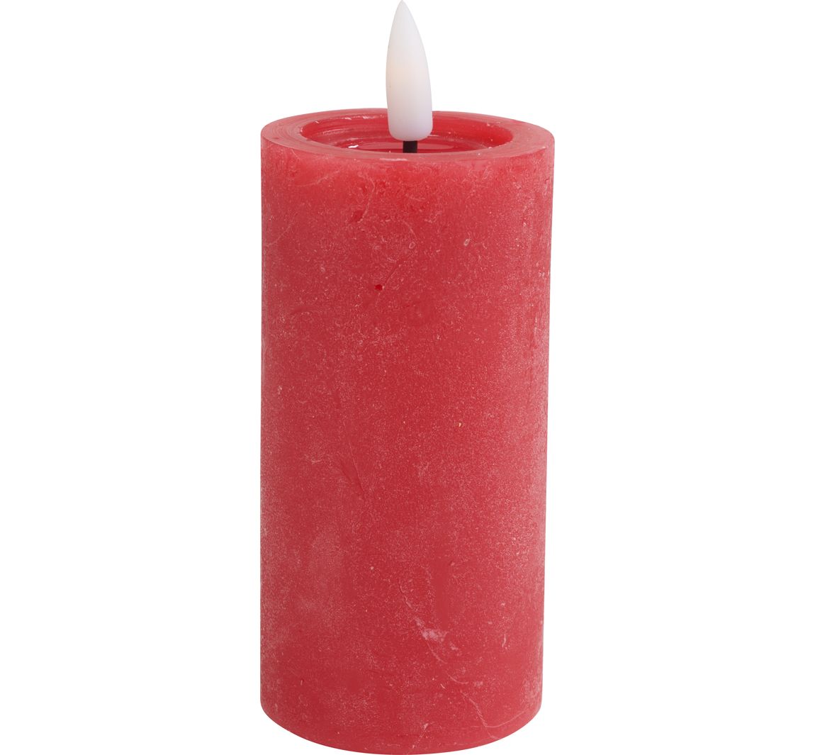 LED echte waskaars "10 x 5 cm", met timer 6/18 uur. - Rood