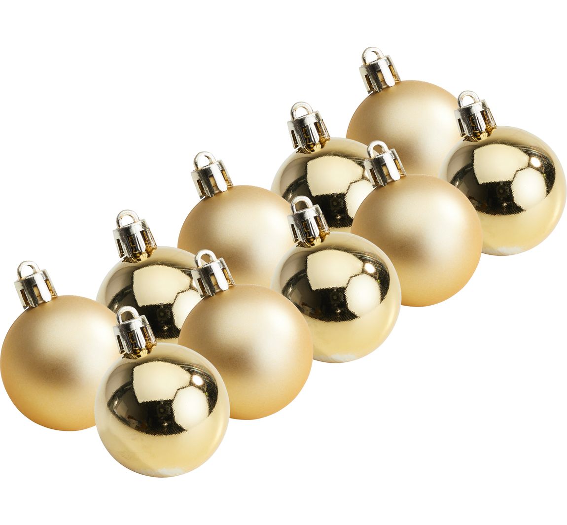 Plastic Kerstballen, 10 stuks, Ø 4,4 cm - Goud