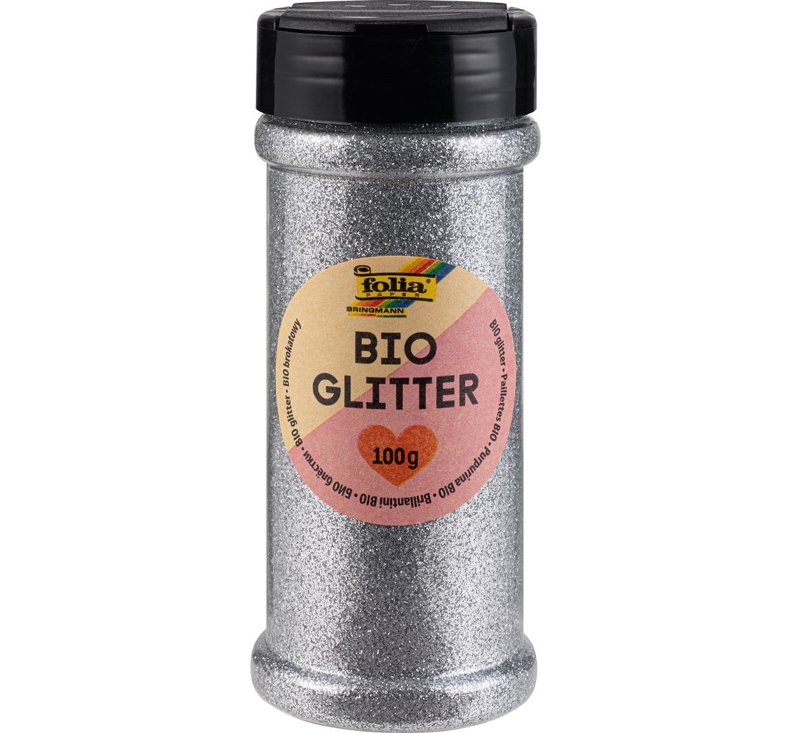 Bio glitter, 100g - Zilver