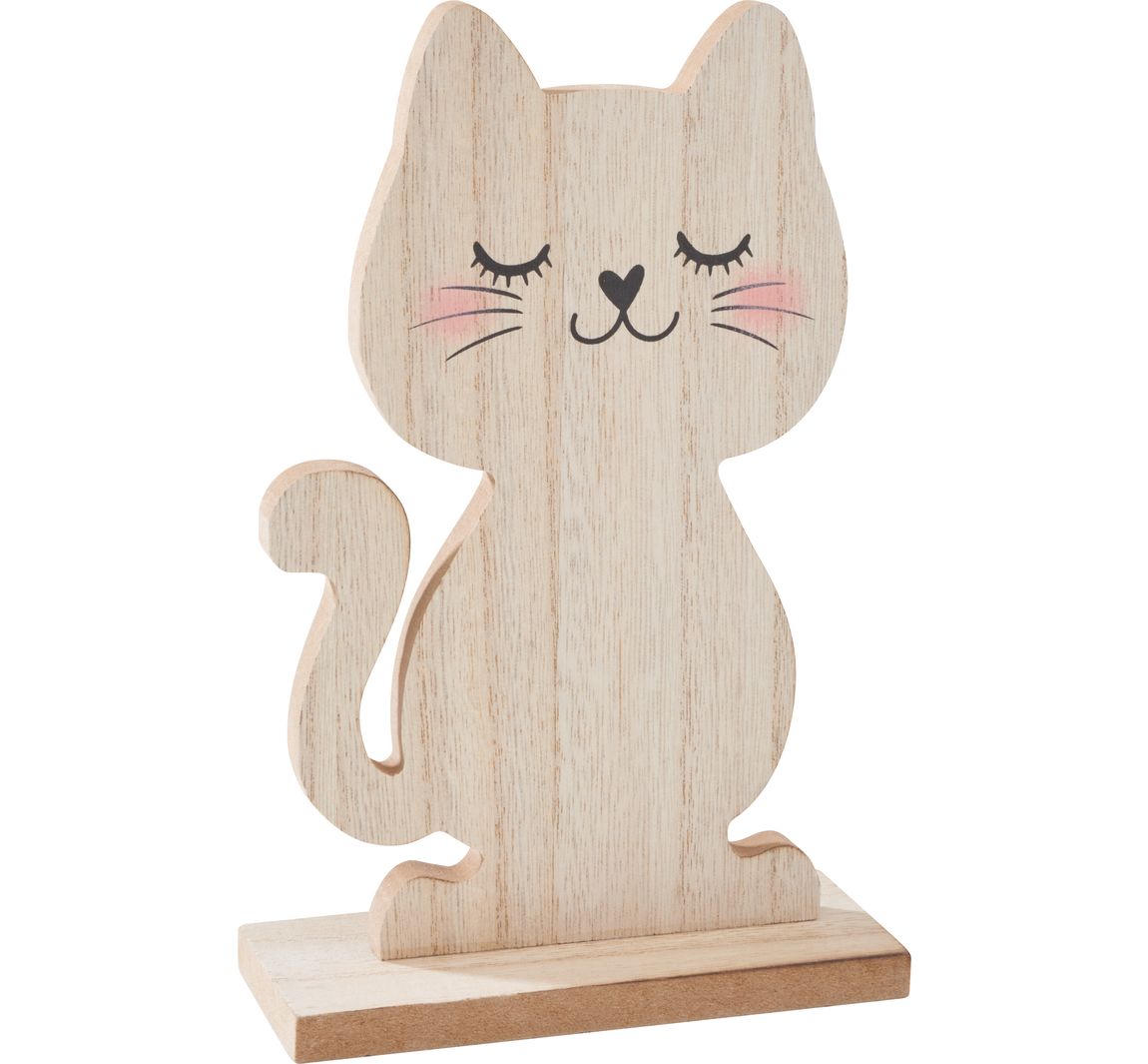 VBS Houten figuur "Kat" - H 18,5 cm