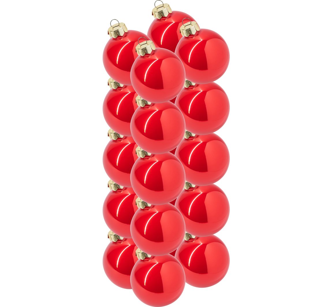 Kerstballen van glas, Ø 6cm - Rood