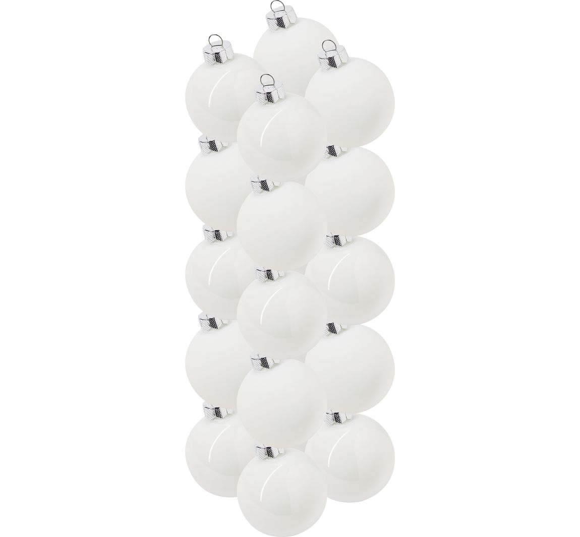 Kerstballen van glas, Ø 6cm - Wit