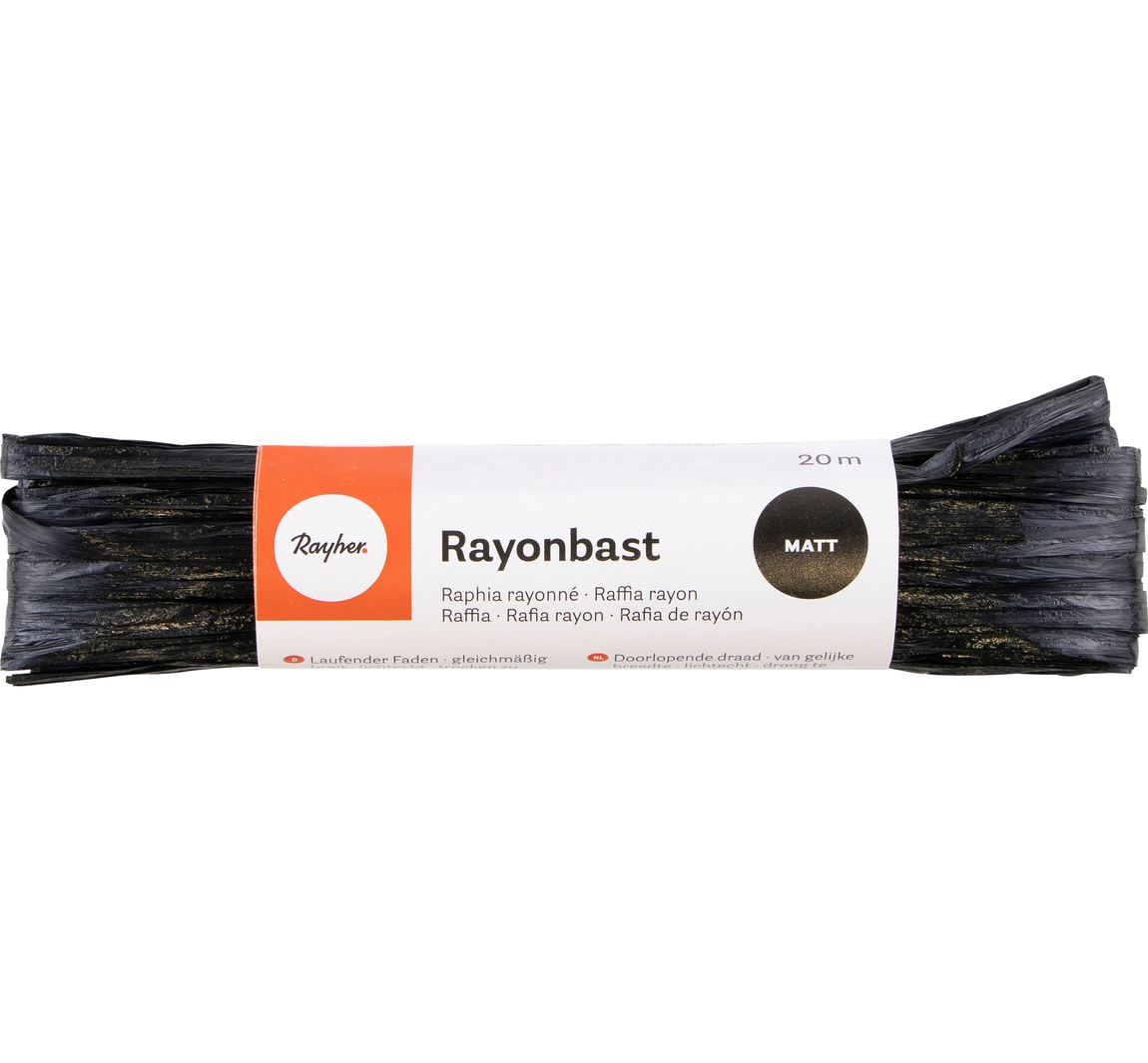 Rayonbast, mat - Zwart