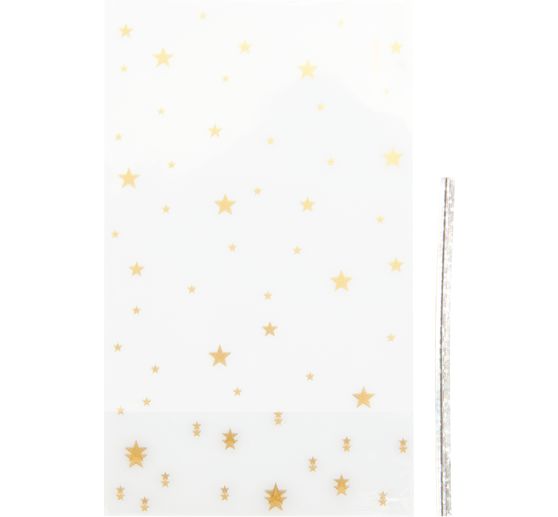 Bottom gusset bag "Golden stars" with sealing strip