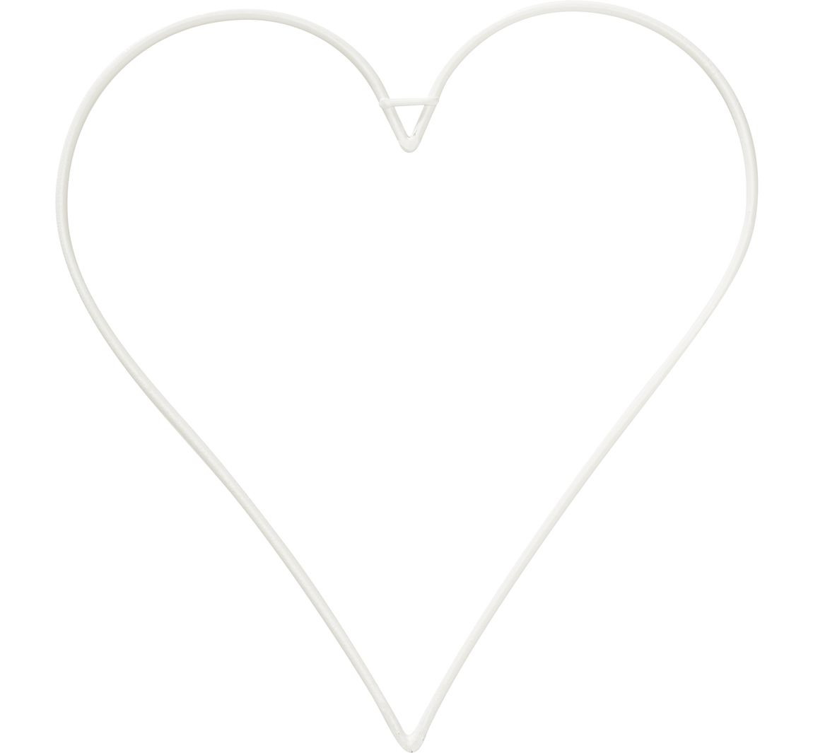 Metalen hart, wit - 18 x 20 cm