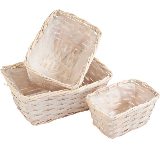 Wooden chipboard baskets, sets of 3, assorted 2