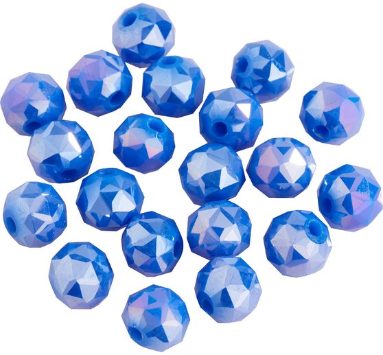 Glass cut beads round, 6 mm