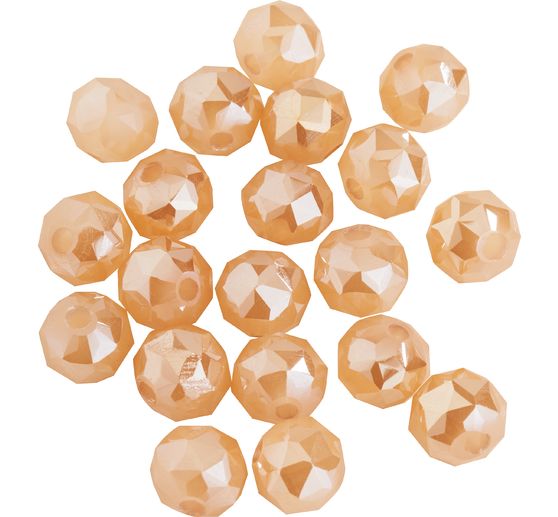 Glass cut beads round, 6 mm