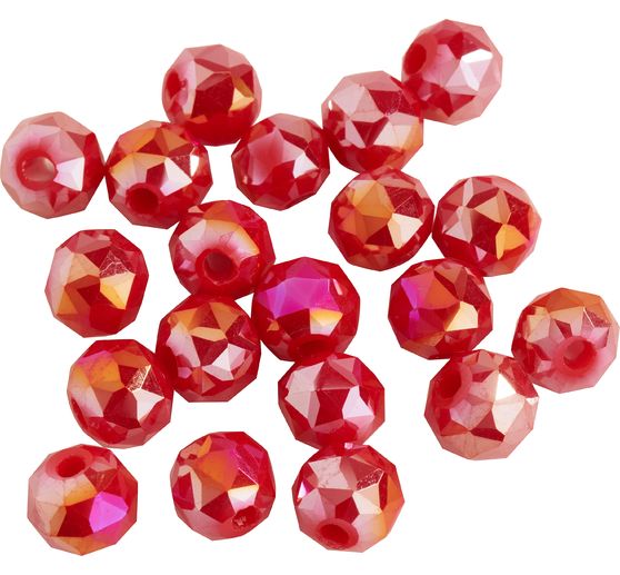 Glass cut beads round, 6 mm