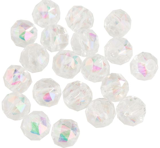 Glass cut beads round, 6 mm