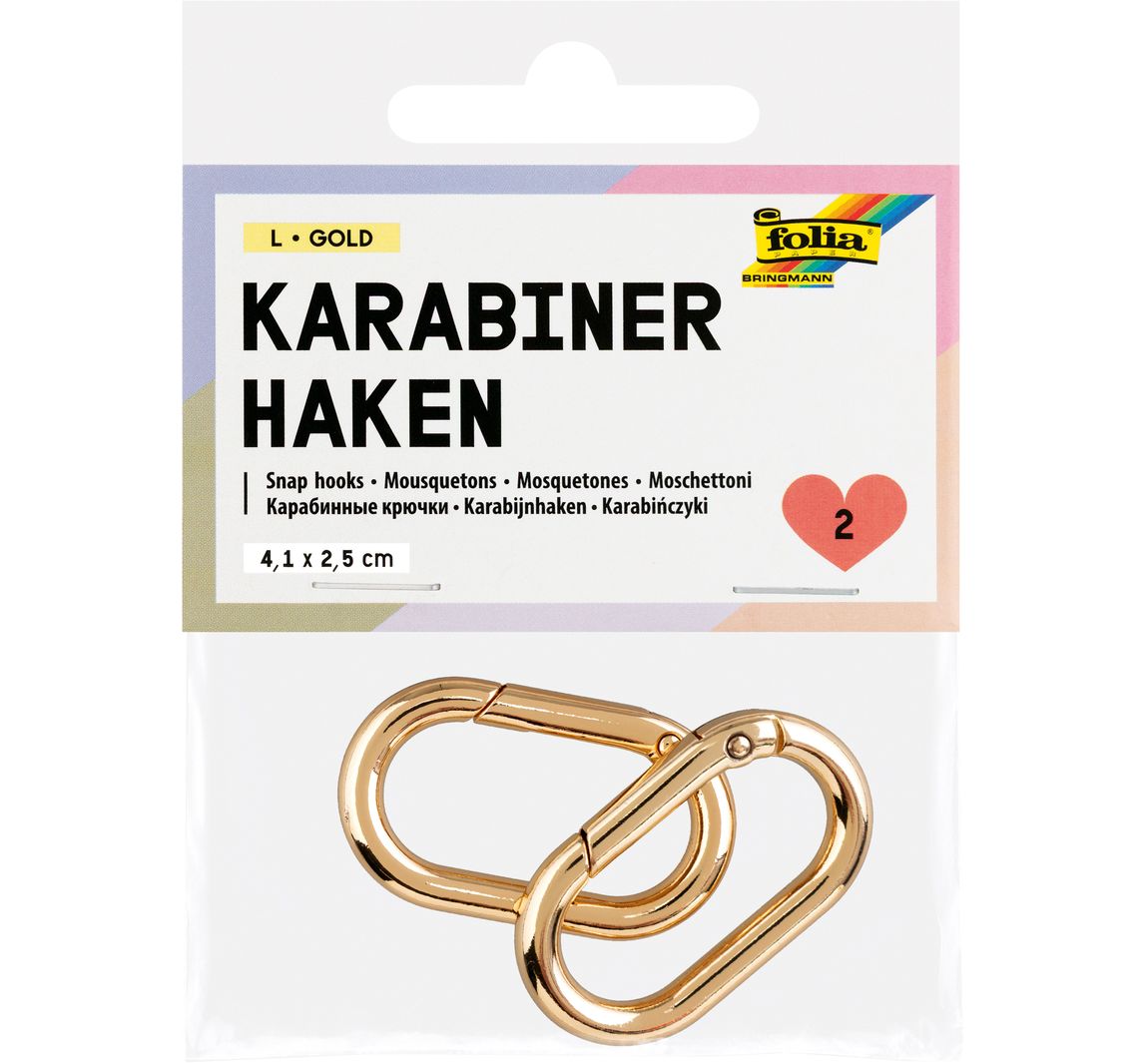 Karabijnhaken, 2 stuks - Goud