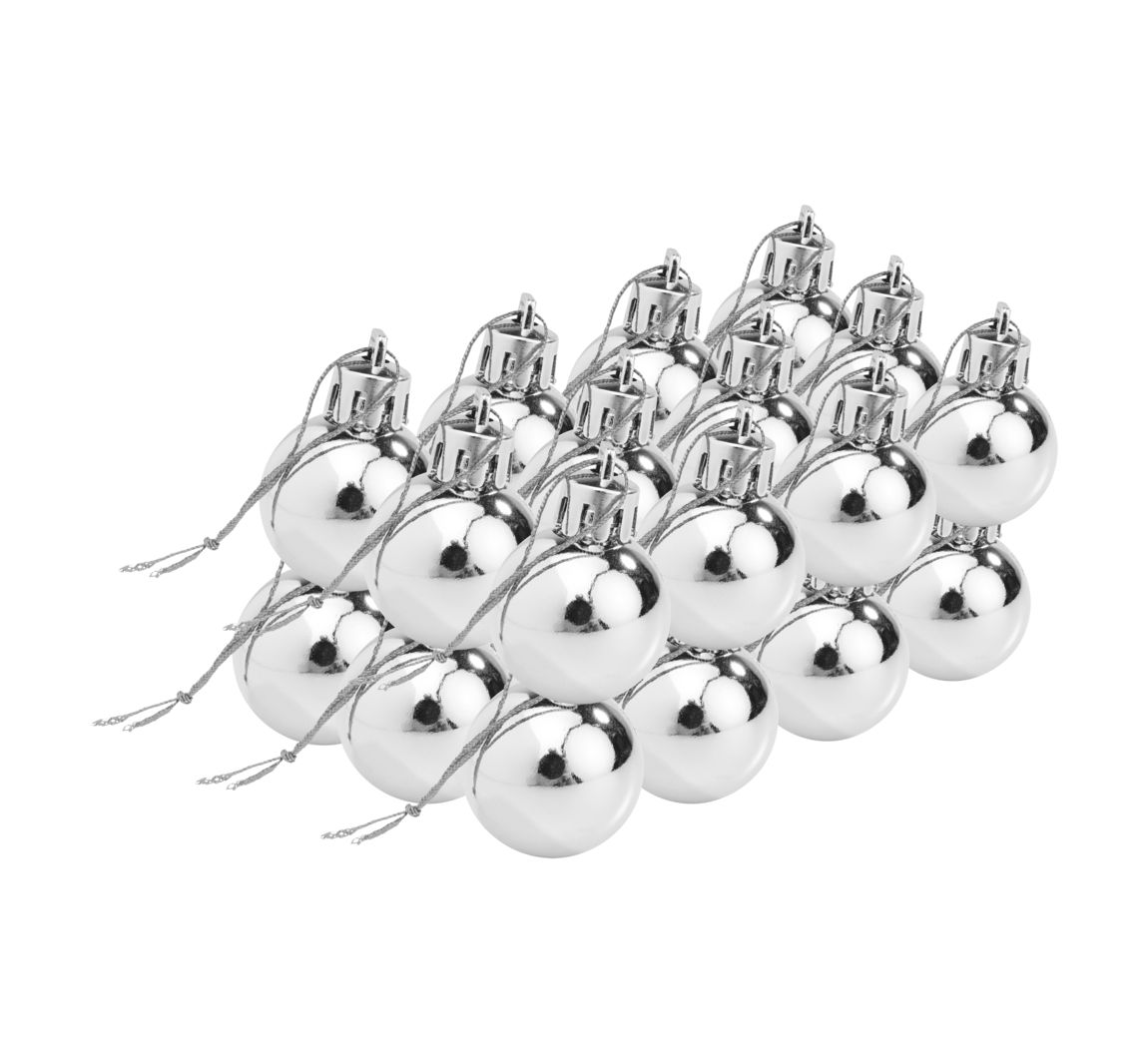 Kerstballen van kunststof, 24 stuks - Zilver-Glanzend