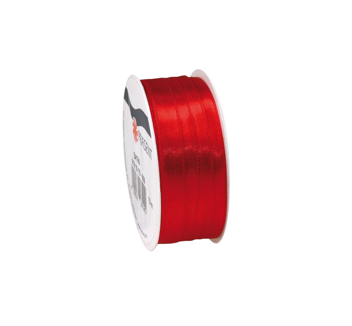 Satijnen lint, 10 mm - Rood
