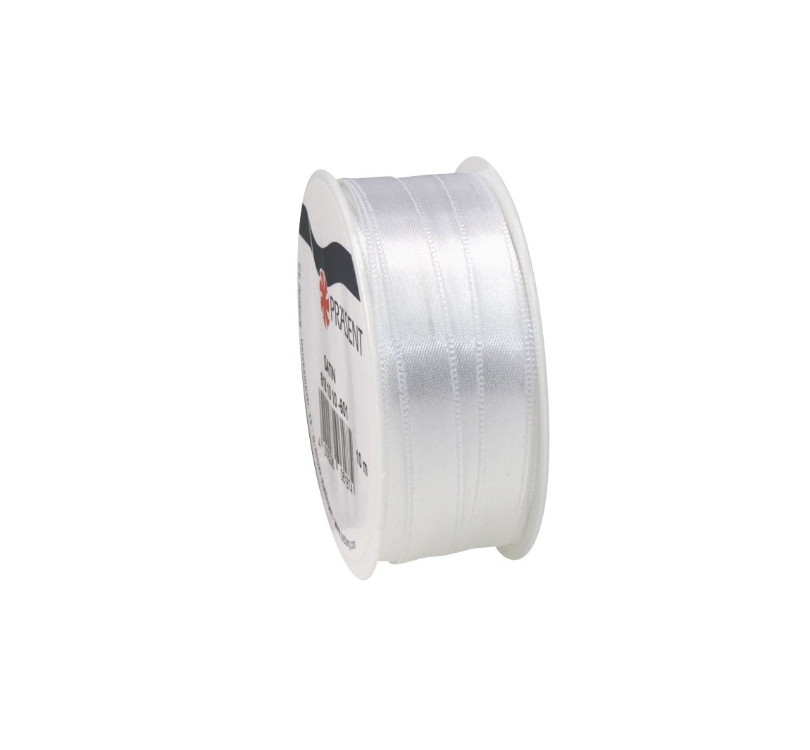 Satijnen lint, 10 mm - Wit