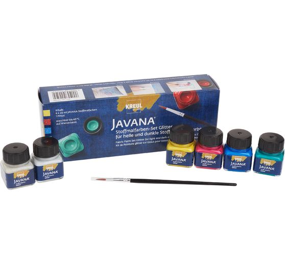 KREUL Javana Stoffenverf set " Basiskleuren Glitter"