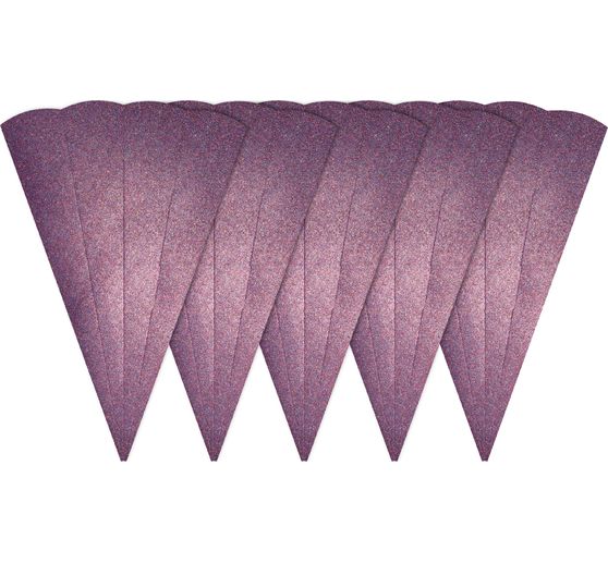 Schoolkegel blank "Glitter", 5 stuks