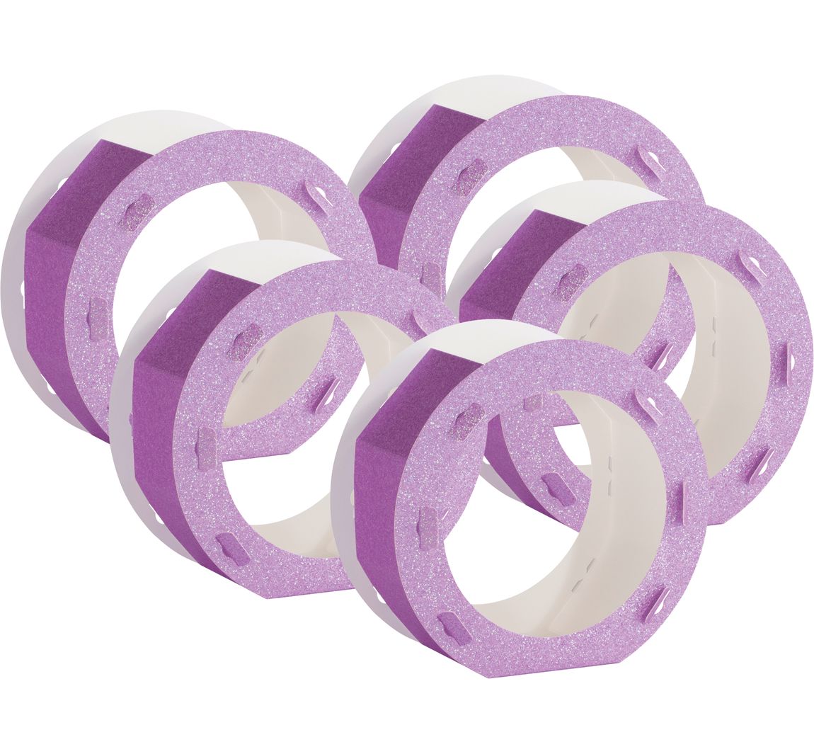 Lantaarn blanco Glitter", 5 stuks - Violet