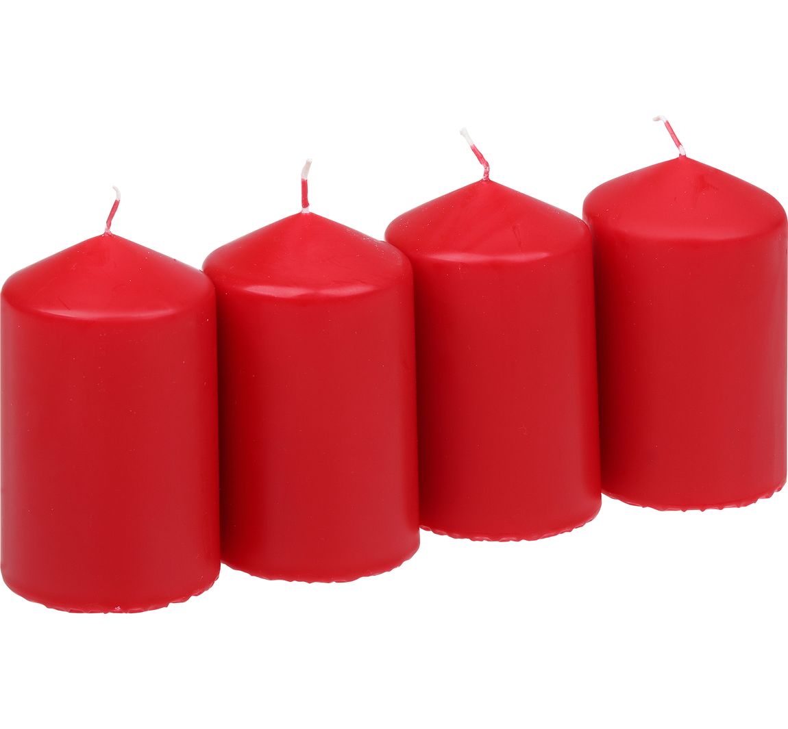 Stompkaarsen, 4‑pack - Rood