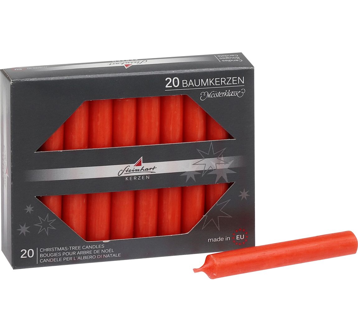 Boomkaarsen, doorgekleurd, 20‑pack - Rood