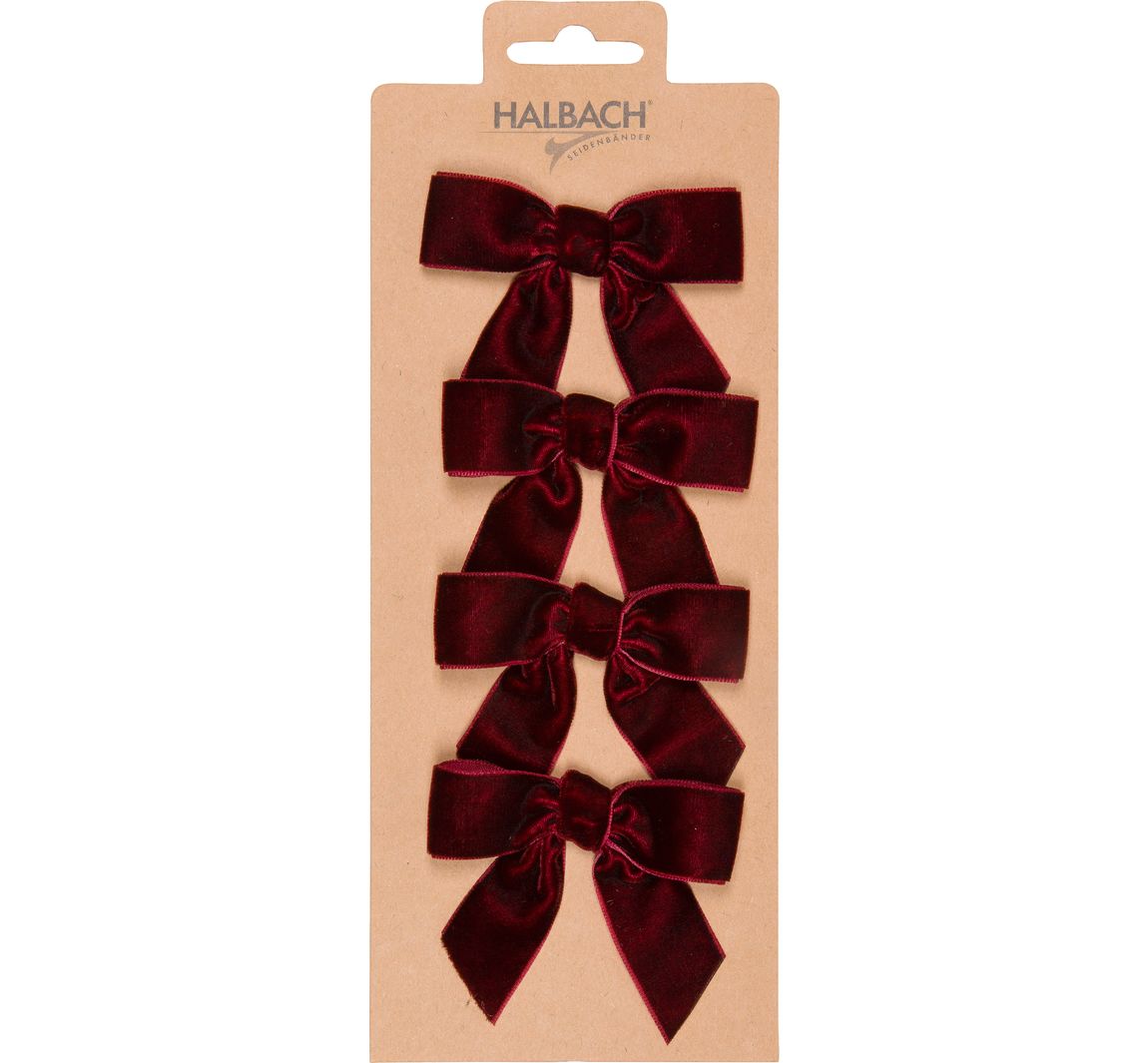 Decoratieve strikken "Fluweel", 4 stuks - Donderrood