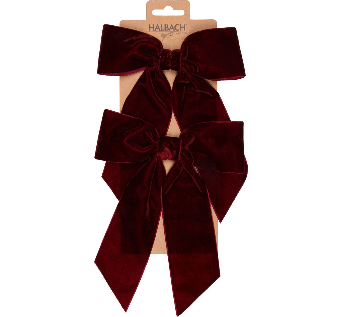 Decoratieve strikken "Fluweel", 2 stuks - Donderrood