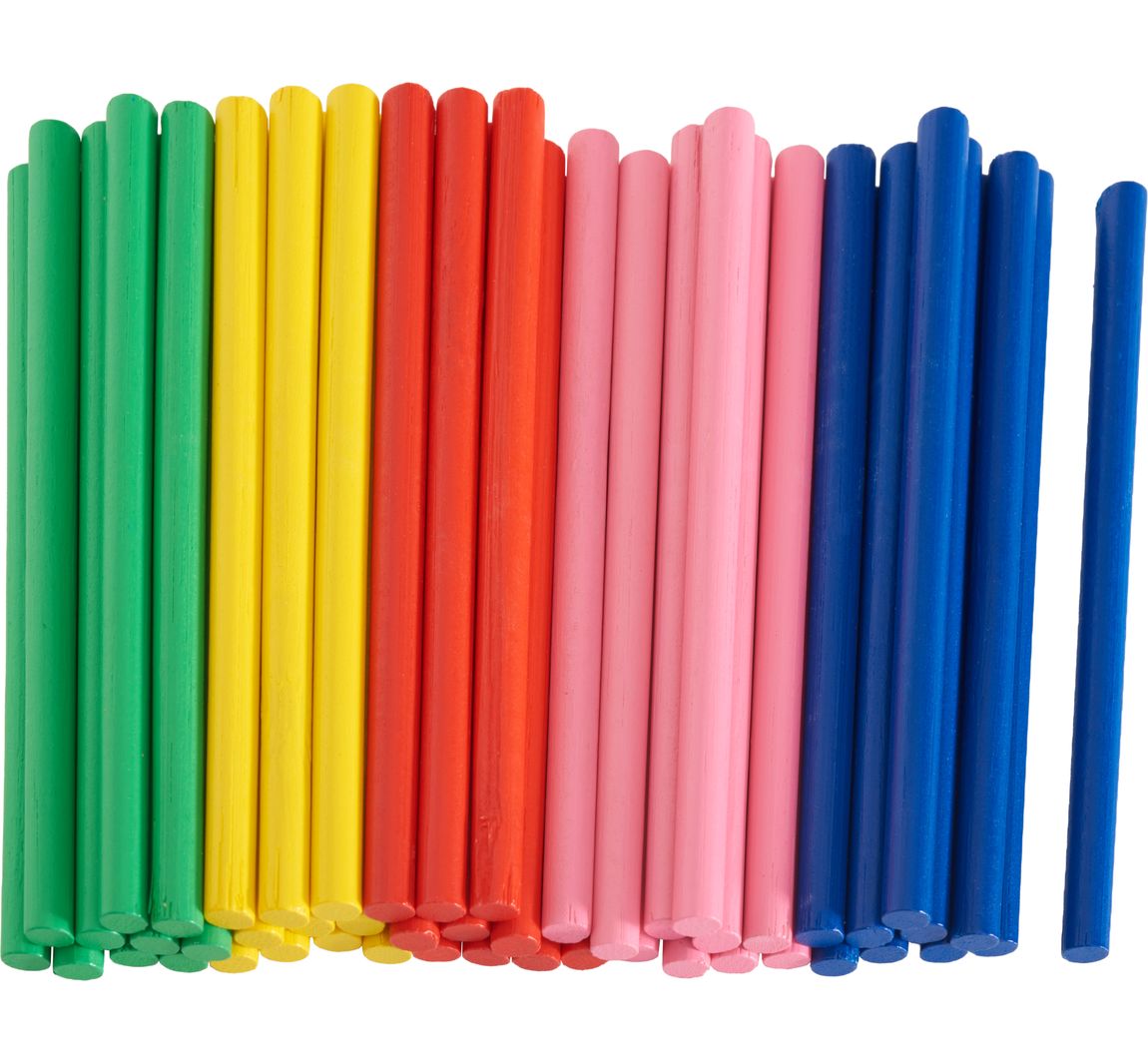 VBS XXL Bamboestokjes "Gekleurde" - 50 stuks, L 8 cm, Ø 0,5 cm
