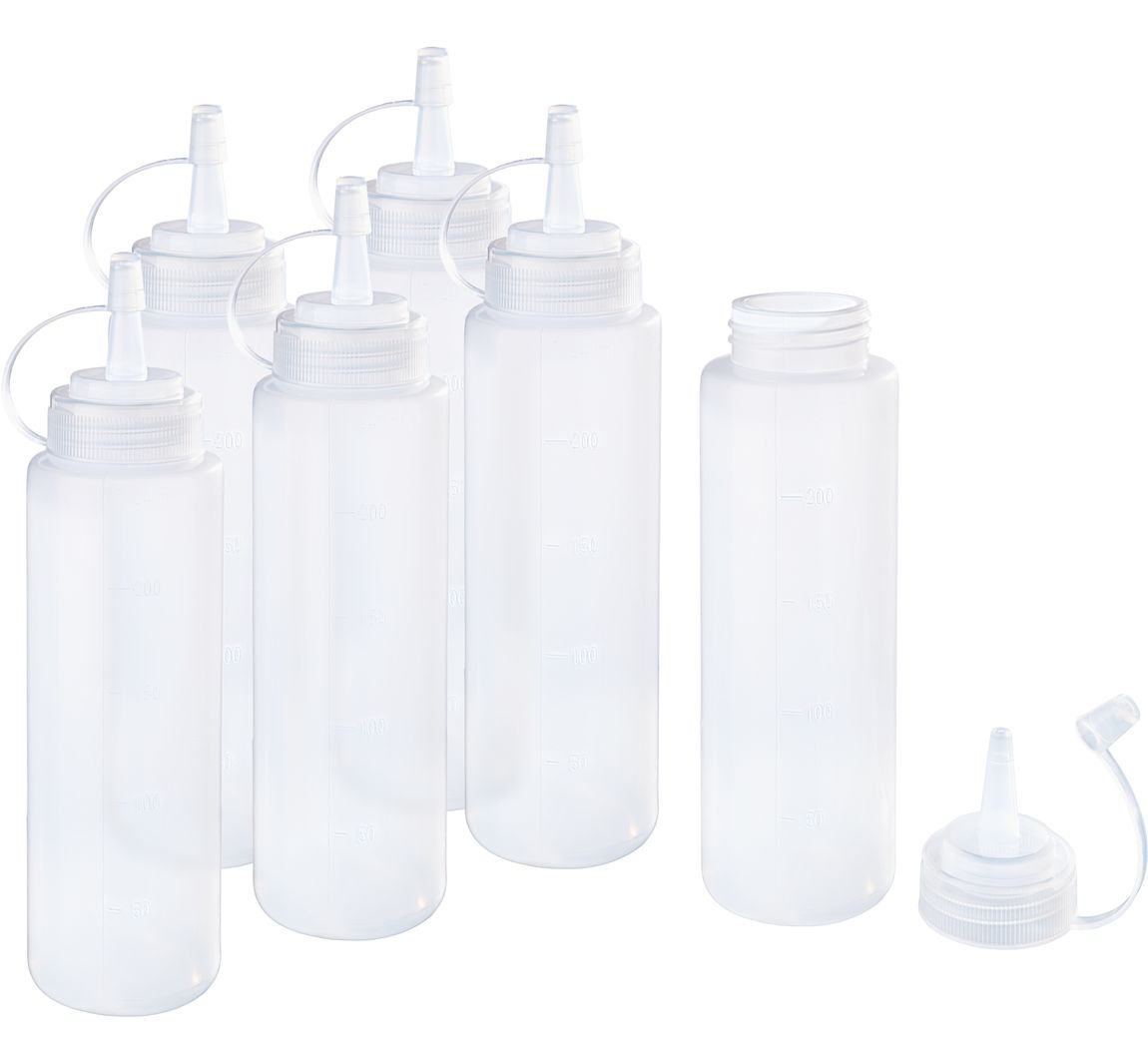VBS Mengkleur knijpflessen, Transparant - 240 ml, 6 stuks