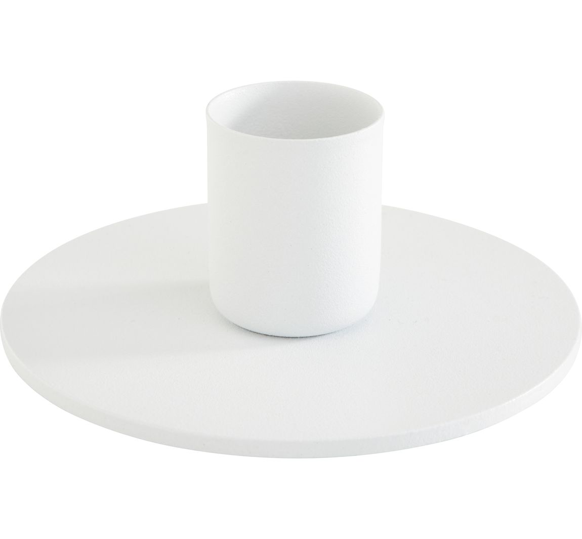 Metalen kandelaar, Wit - Plat