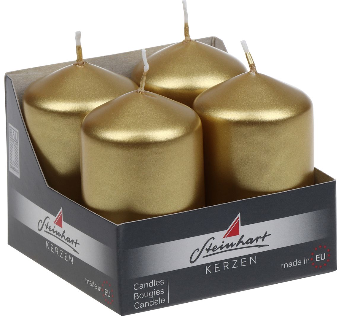 Kleine stompkaarsen “Metallic”, 4‑pack - Goud-Metallic