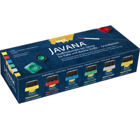 KREUL Javana Stoffenverf set " Basiskleuren Glitter"