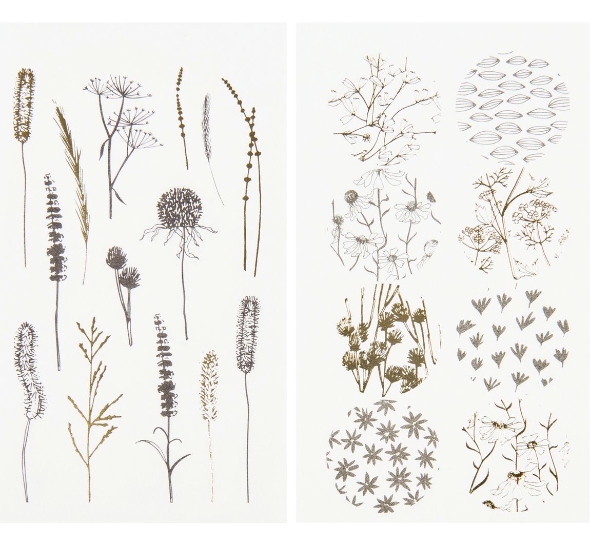 Washi stickers "In the Meadow" - Zwart/Goud