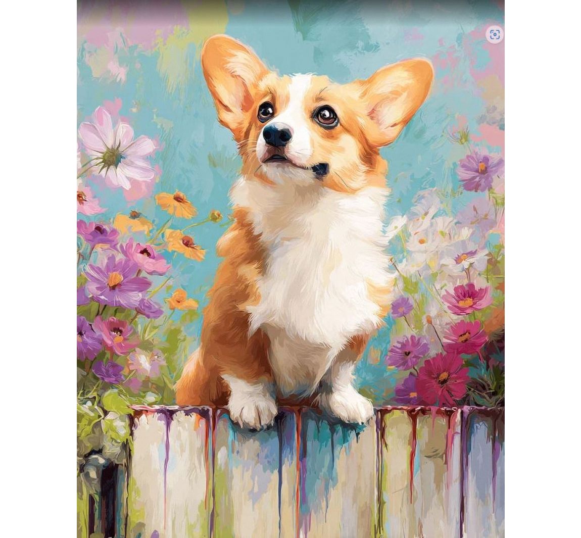 Diamond Painting Set, 30 x 40 cm - Corgi