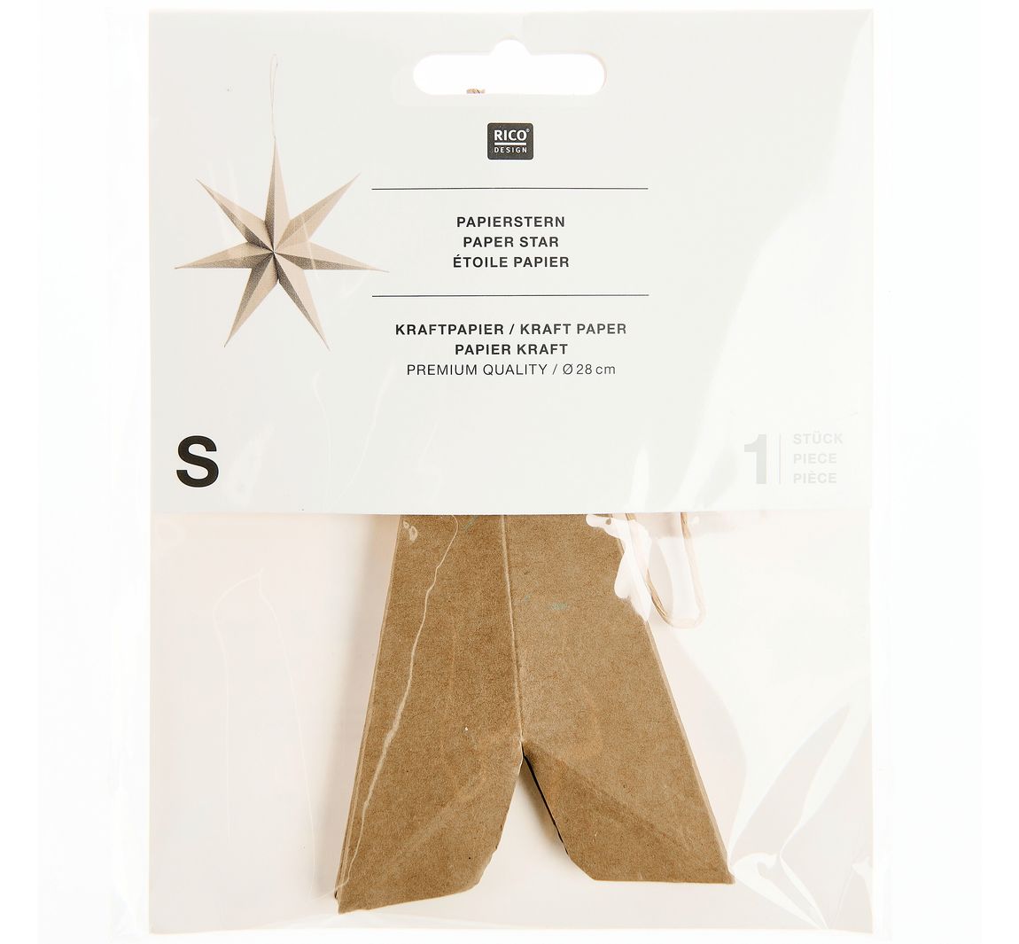 3D Papieren ster, Kraftpapier - 28 cm