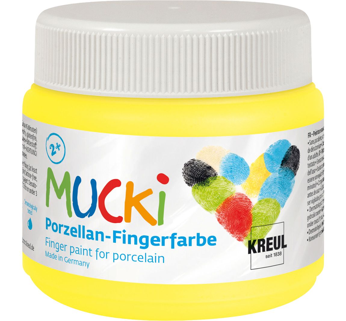 MUCKI Porseleinen vingerverf, 150 ml - Zonnegeel