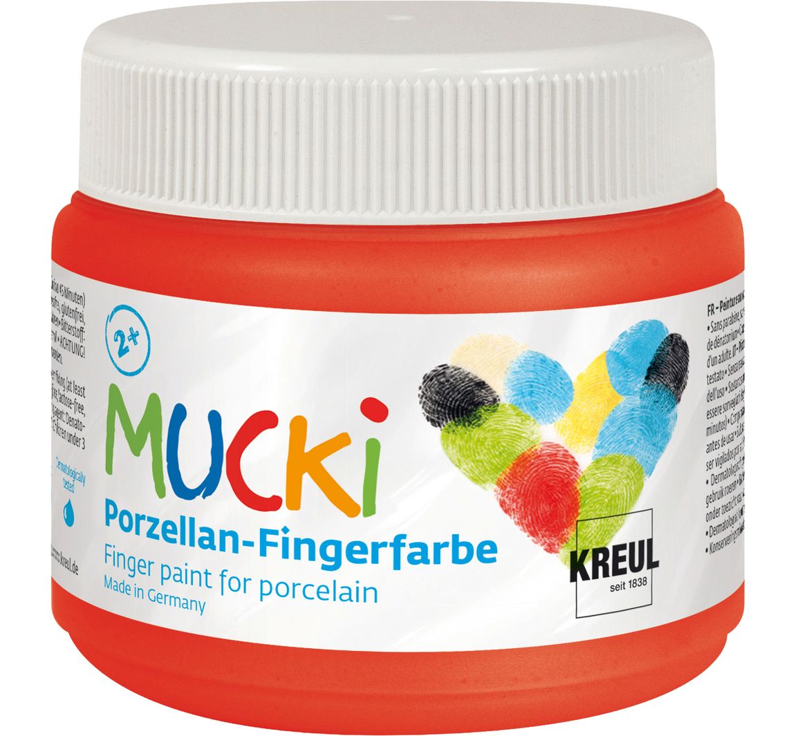MUCKI Porseleinen vingerverf, 150 ml - Rozenrood