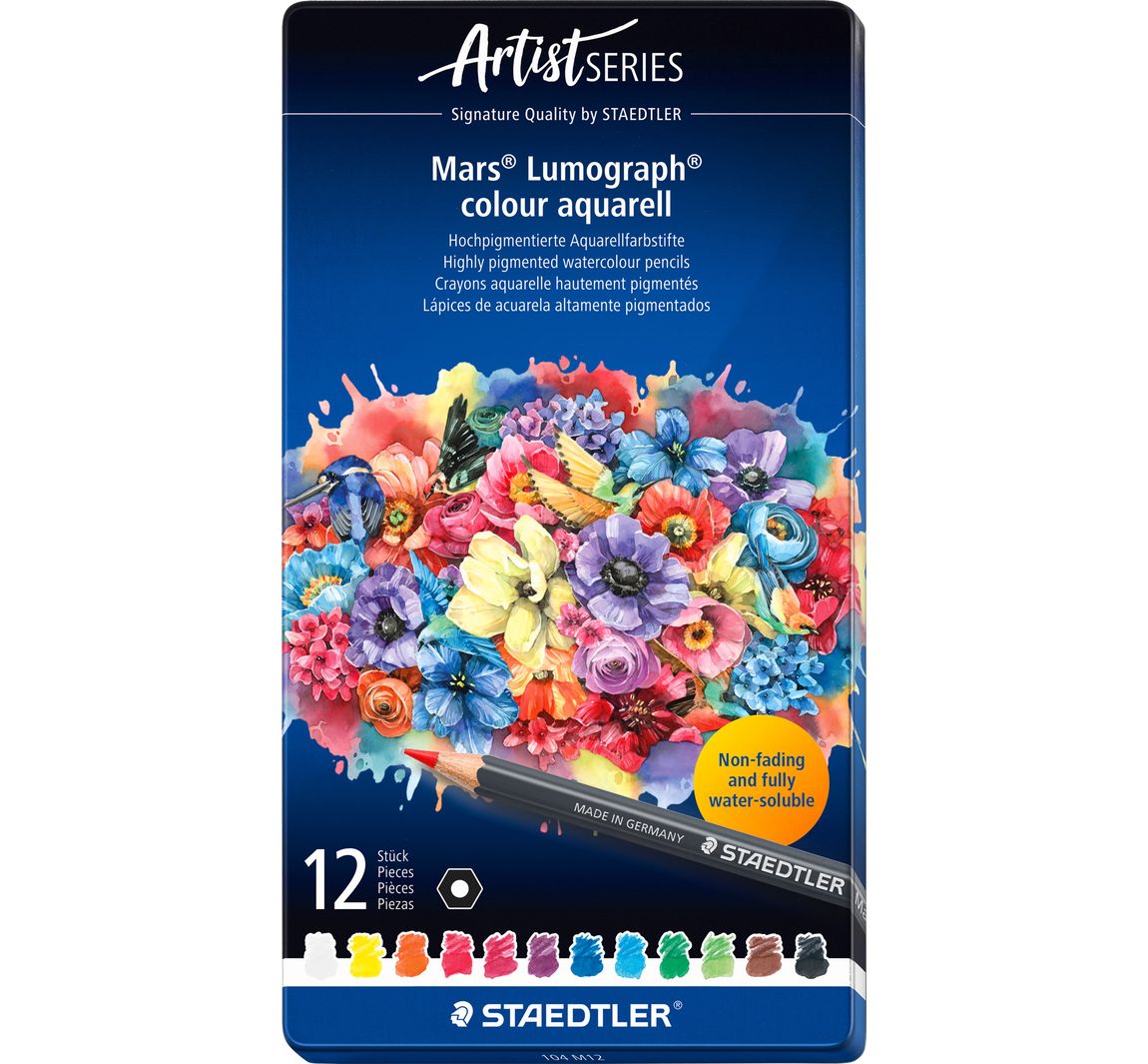 STAEDTLER Aquarelpotloden "Mars Lumograph" colour aquarell - 12 kleuren