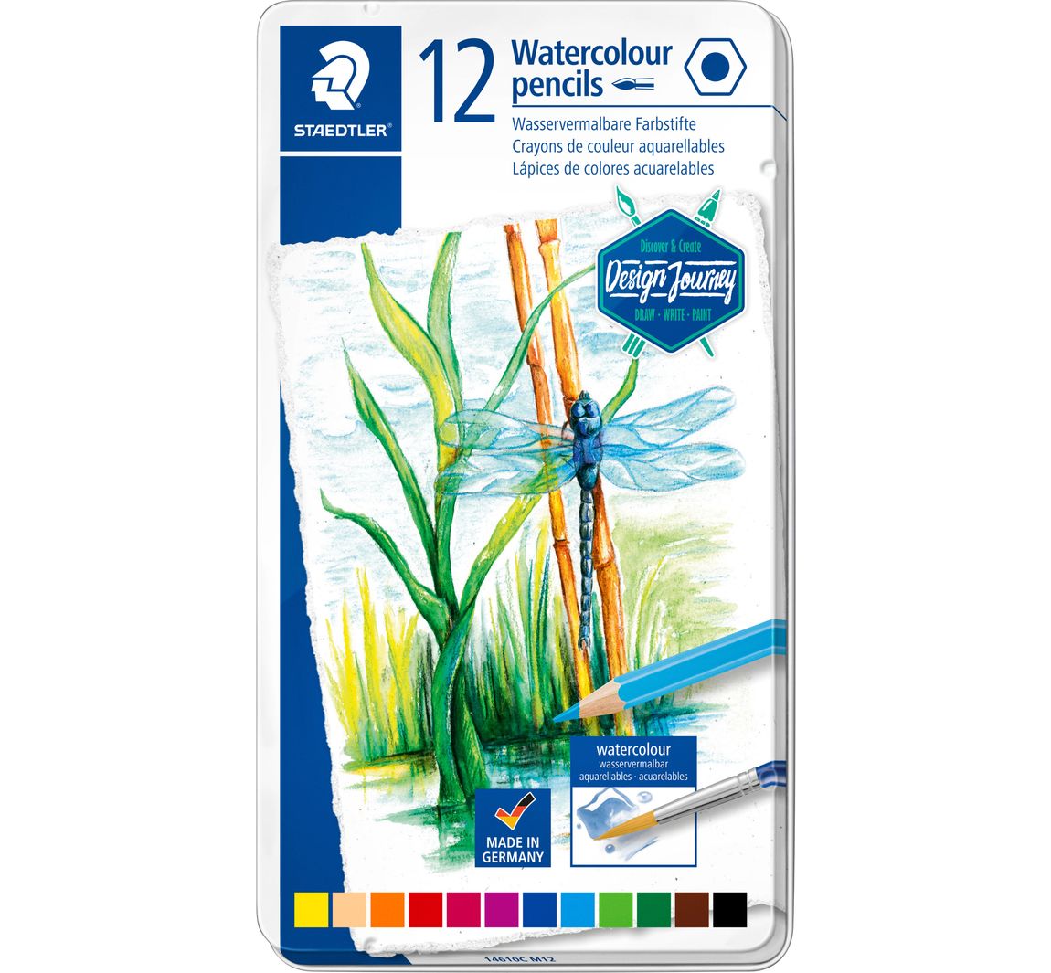 STAEDTLER Aquarelpotloden "Design Journey" in metalen etui - 12 kleuren