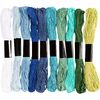 Borduurgarenassortiment, 1 mm, 10 kleuren &agrave; 8 m Harmonie in Blauw/Groen