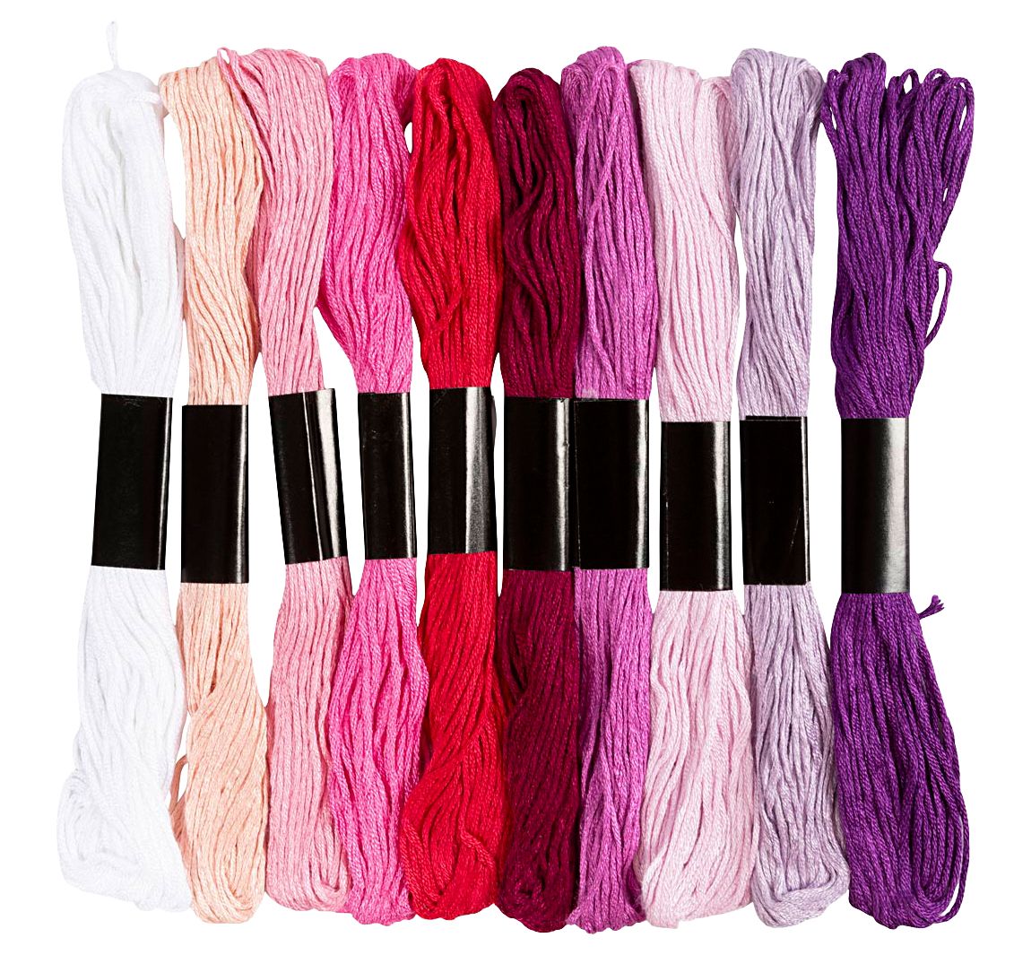 Borduurgarenassortiment, 1 mm, 10 kleuren à 8 m - Harmonie in Lila/Roze