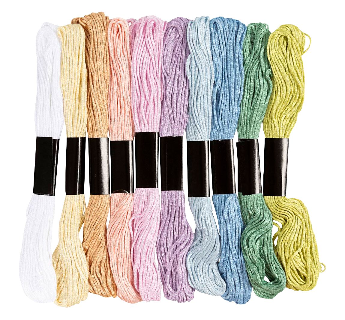 Borduurgarenassortiment, 1 mm, 10 kleuren à 8 m - Pastelkleuren