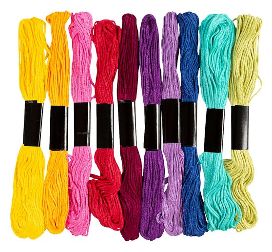 Borduurgarenassortiment, 1 mm, 10 kleuren &agrave; 8 m