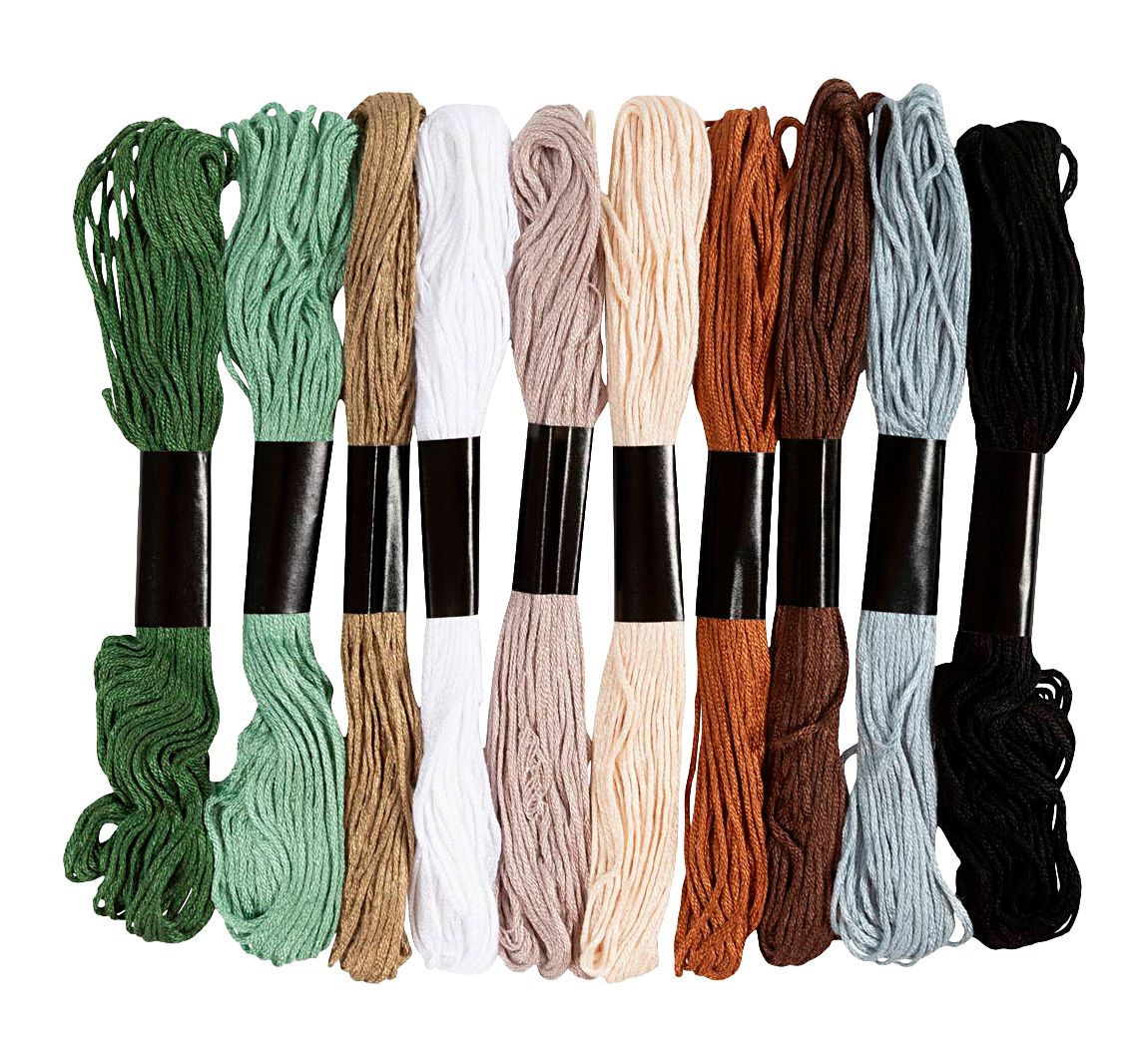 Borduurgarenassortiment, 1 mm, 10 kleuren à 8 m - Natuurlijke kleuren