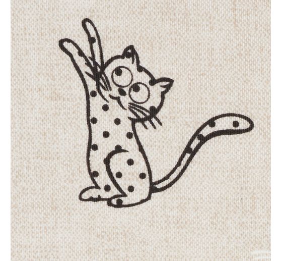 Motief stof linnen look "Katten"