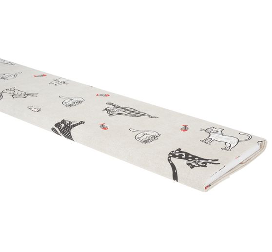 Motif fabric linen look "Cats"
