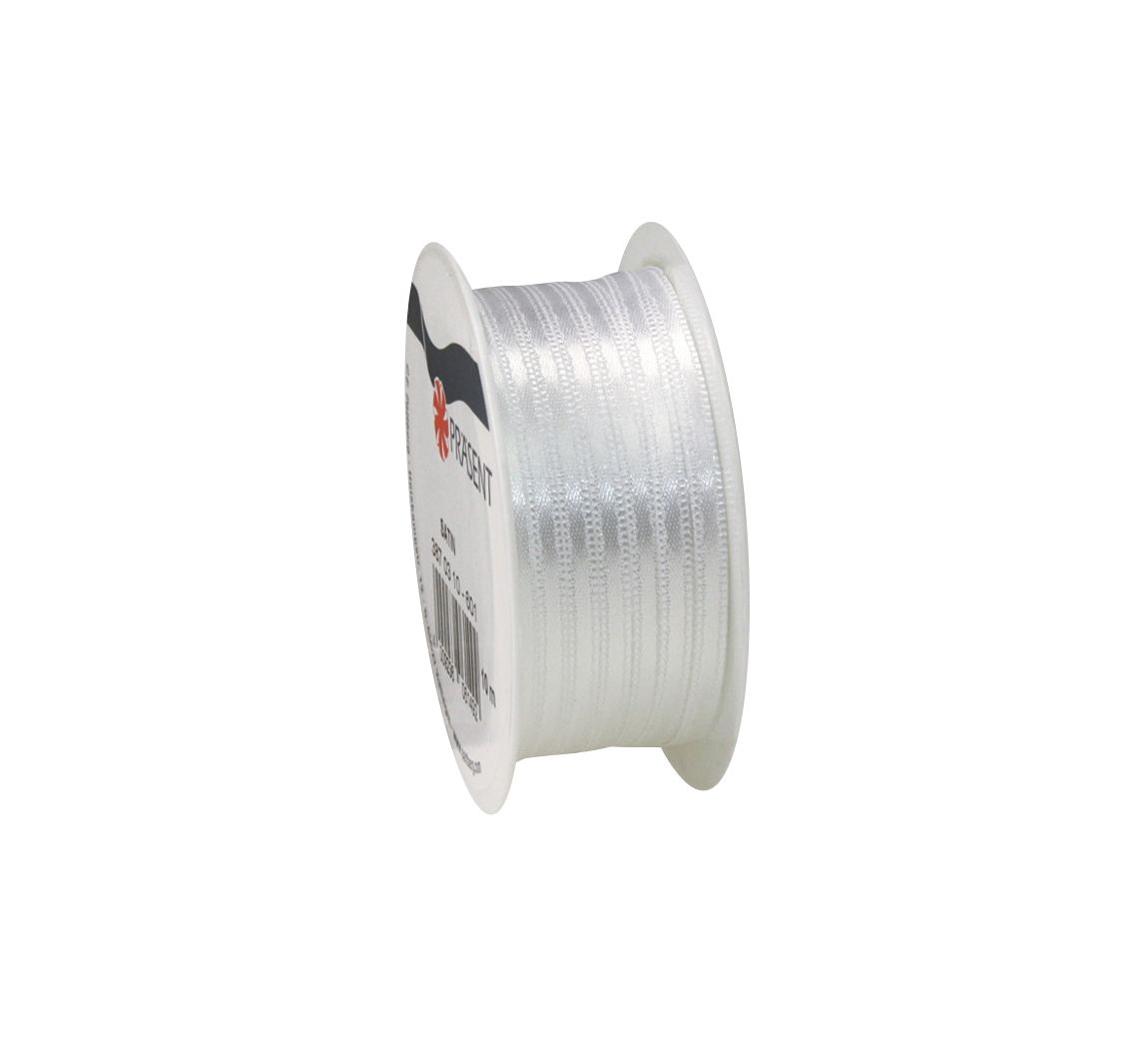 Satijnen lint, 3 mm - Wit