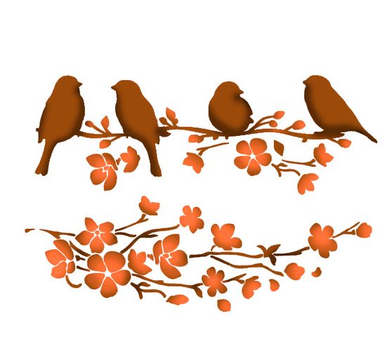 Stencil "Birds in Spring"